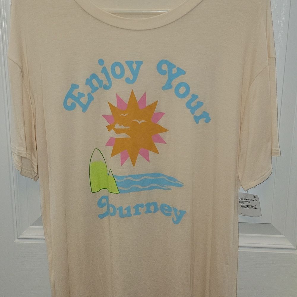 Wst Cst Womens T-Shirt Enjoy Your Journey Short Sleeve Stretch L New